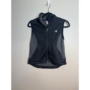 Nike ACG Women Fleece Lined Full Zip Vest Black Grey Mock Neck Small S (4-6)